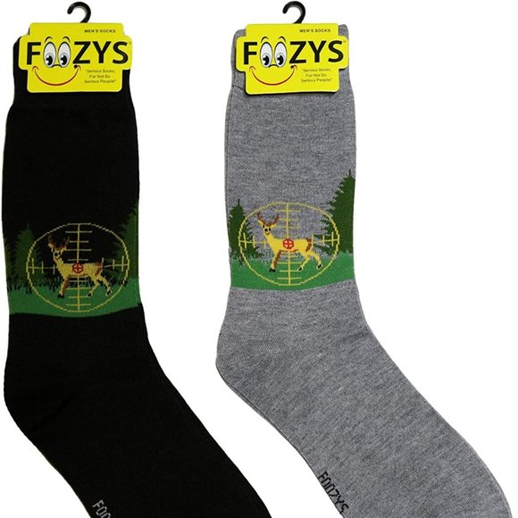 Deer Hunter Animal Red Fallow Doe Hunting Sport 2 Pairs Foozys Socks Men's - Picture 2 of 2